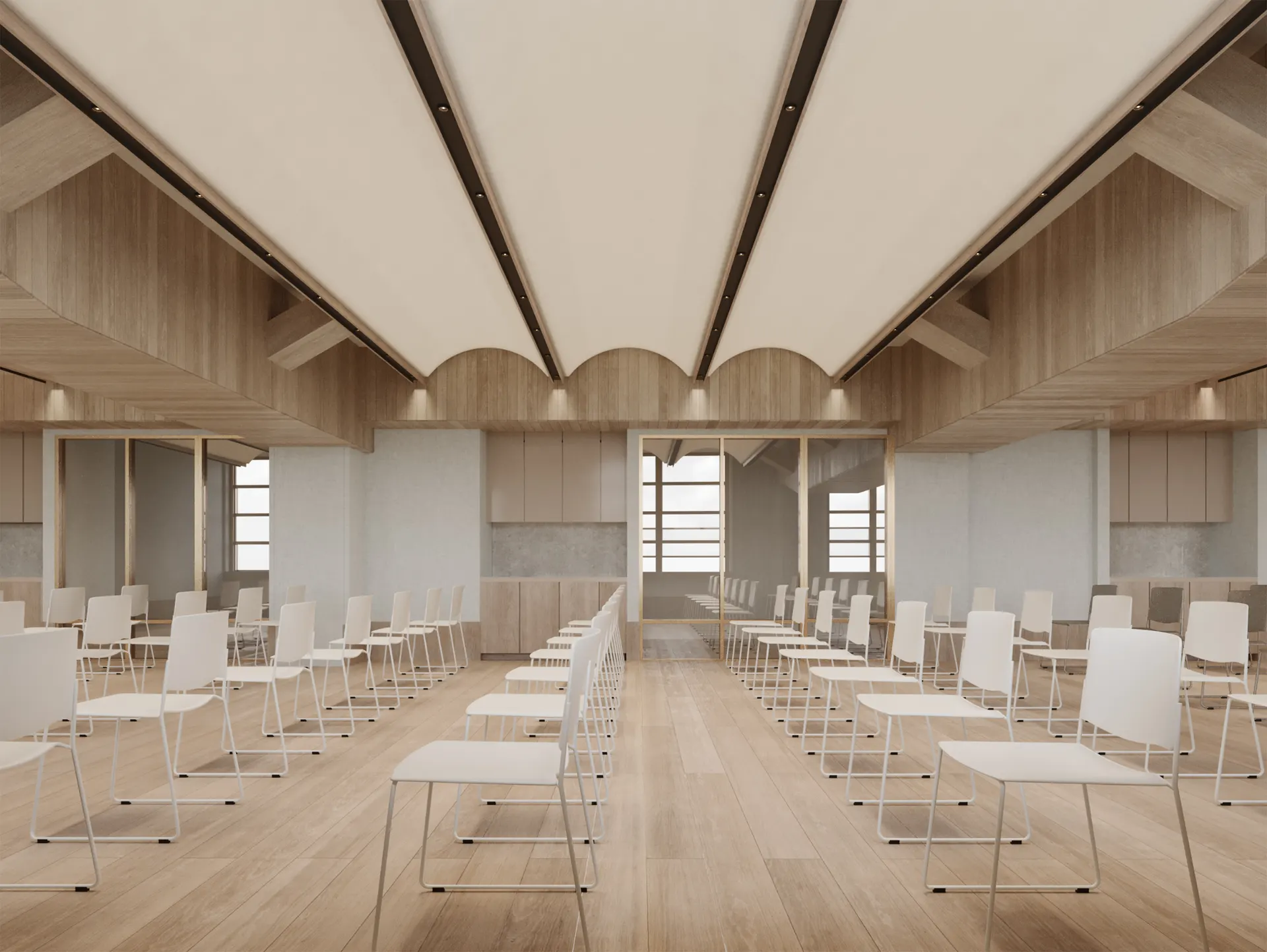 Moving through, the co-working floor